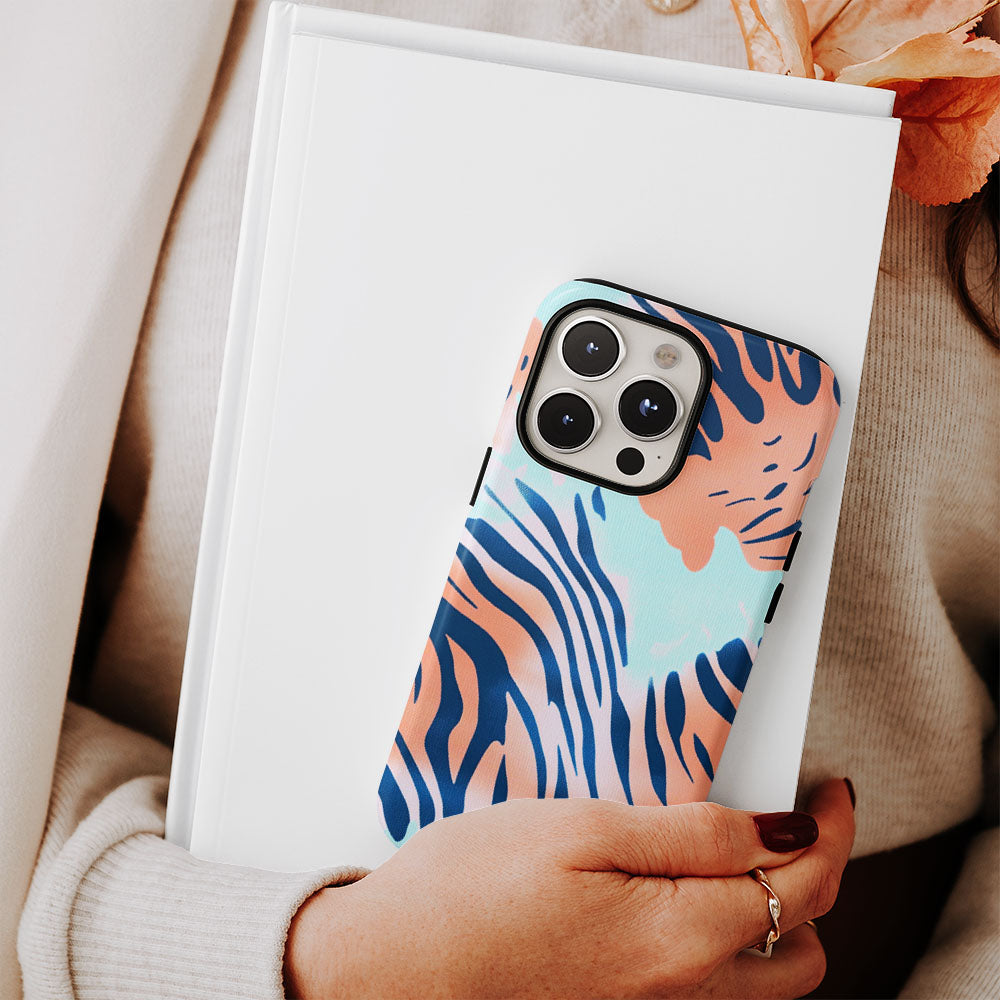 Double-Layer Semi-Handprinted Tough Matte Tiger Stripes iPhone Case