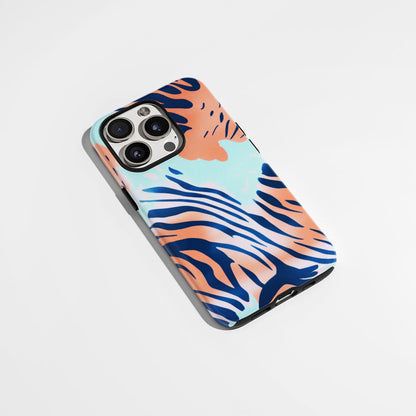 Double-Layer Semi-Handprinted Tough Matte Tiger Stripes iPhone Case