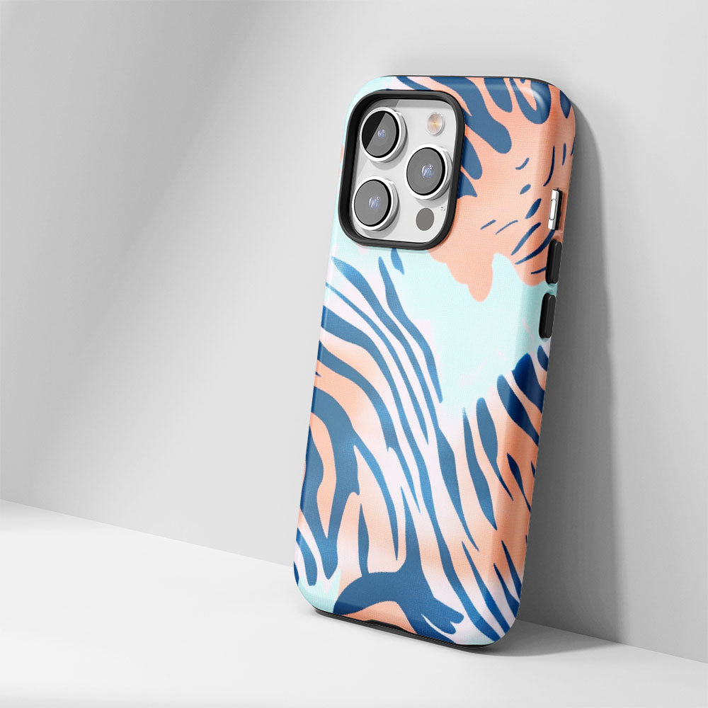 Double-Layer Semi-Handprinted Tough Matte Tiger Stripes iPhone Case