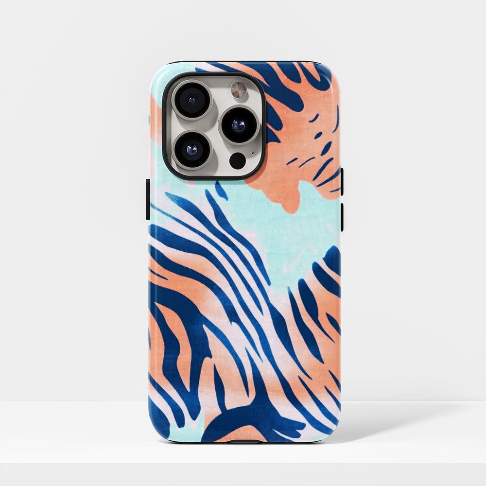 Double-Layer Semi-Handprinted Tough Matte Tiger Stripes iPhone Case