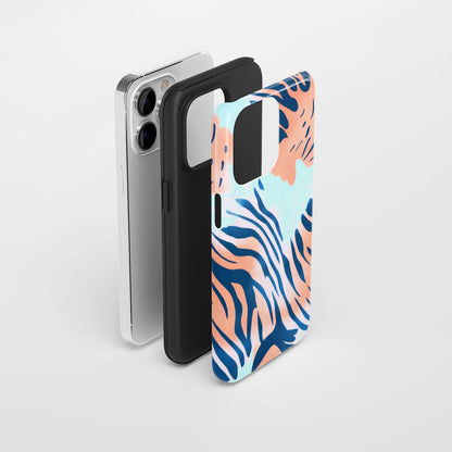 Double-Layer Semi-Handprinted Tough Matte Tiger Stripes iPhone Case