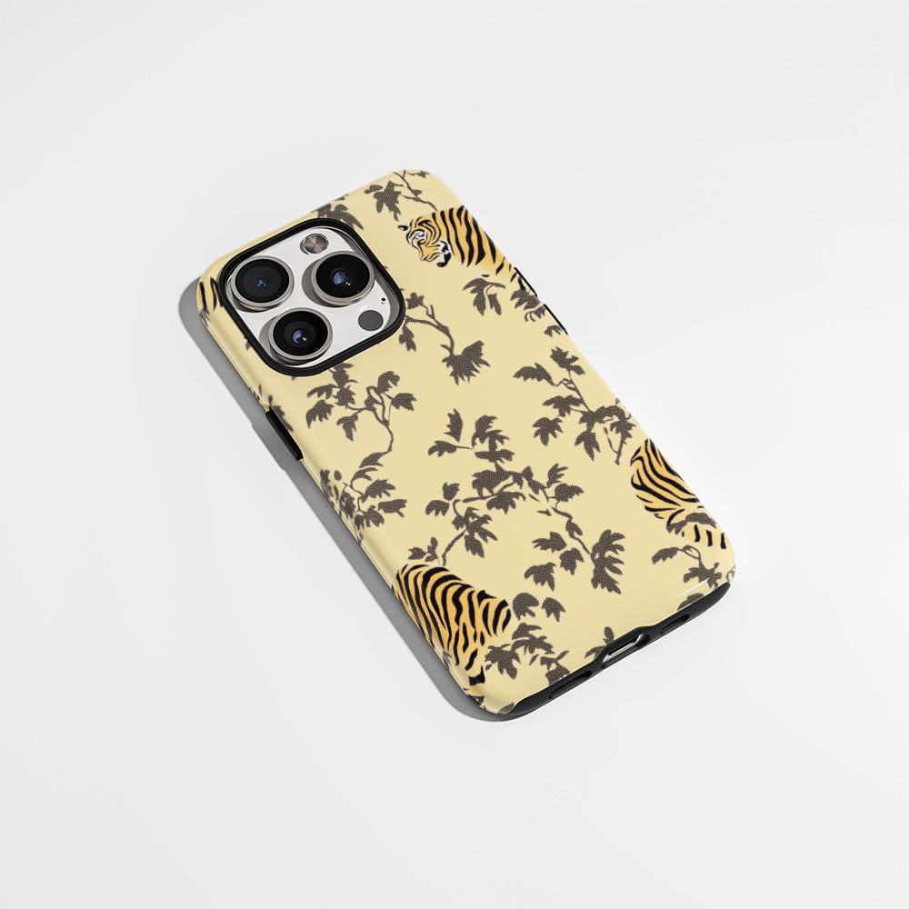 Double-Layer Semi-Handprinted Tough Matte Tiger Stripes iPhone Case