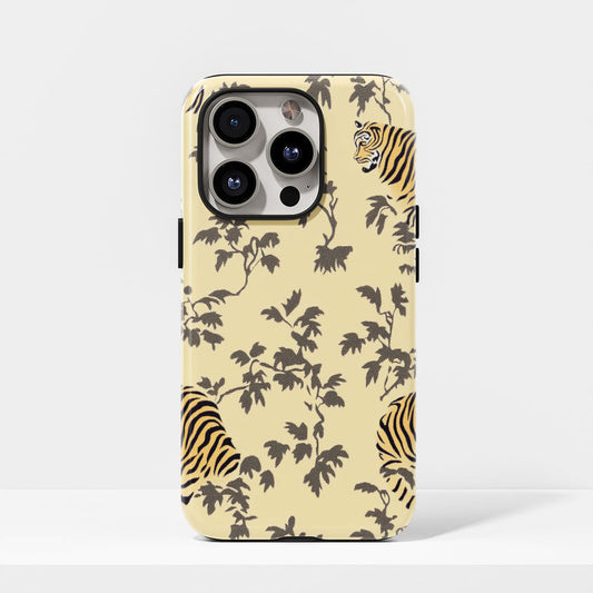 Double-Layer Semi-Handprinted Tough Matte Tiger Stripes iPhone Case