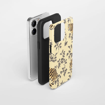 Double-Layer Semi-Handprinted Tough Matte Tiger Stripes iPhone Case