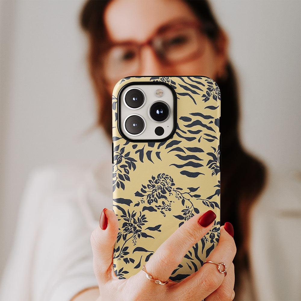 Double-Layer Semi-Handprinted Tough Matte Tiger Stripes iPhone Case