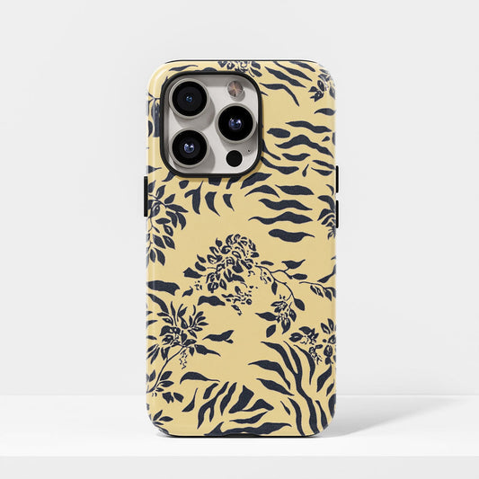 Double-Layer Semi-Handprinted Tough Matte Tiger Stripes iPhone Case