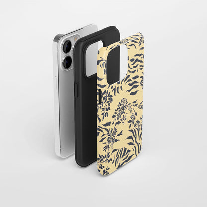 Double-Layer Semi-Handprinted Tough Matte Tiger Stripes iPhone Case