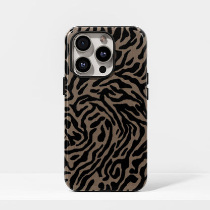 Double-Layer Semi-Handprinted Tough Matte Tiger Stripes iPhone Case