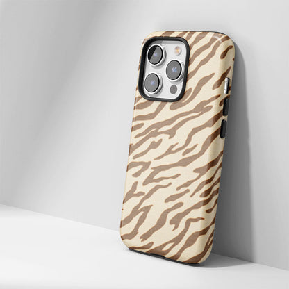 Double-Layer Semi-Handprinted Tough Matte Tiger Stripes iPhone Case