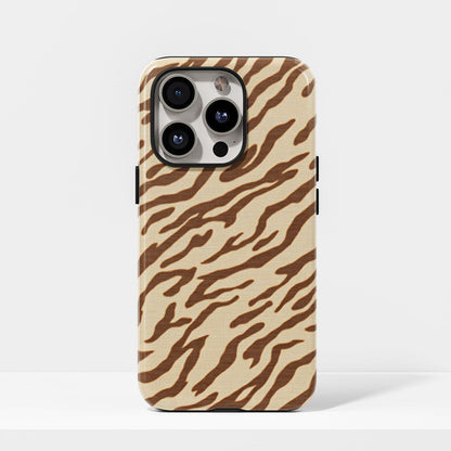 Double-Layer Semi-Handprinted Tough Matte Tiger Stripes iPhone Case