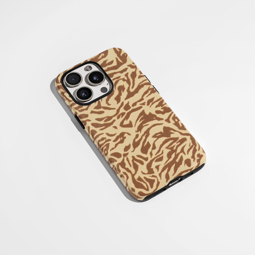 Double-Layer Semi-Handprinted Tough Matte Tiger Stripes iPhone Case