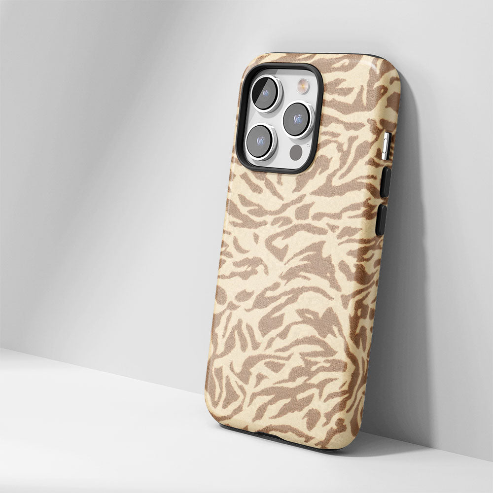 Double-Layer Semi-Handprinted Tough Matte Tiger Stripes iPhone Case