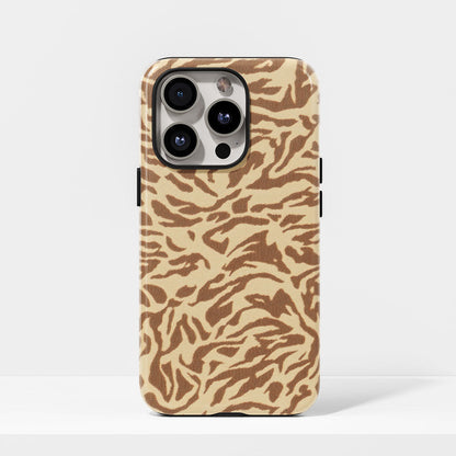 Double-Layer Semi-Handprinted Tough Matte Tiger Stripes iPhone Case