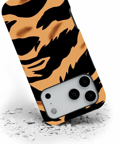Double-Layer Semi-Handprinted Tough Matte Tiger Stripes iPhone Case