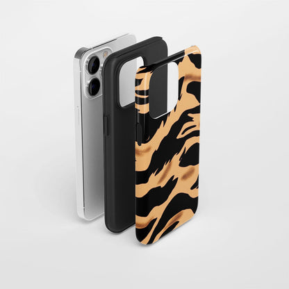 Double-Layer Semi-Handprinted Tough Matte Tiger Stripes iPhone Case