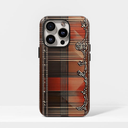 Double-Layer Semi-Handprinted Tough Matte Checks iPhone Case