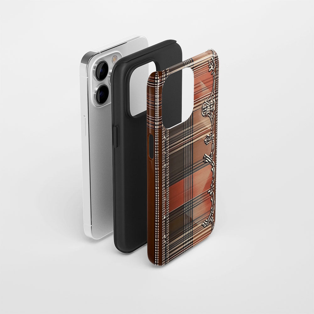 Double-Layer Semi-Handprinted Tough Matte Checks iPhone Case