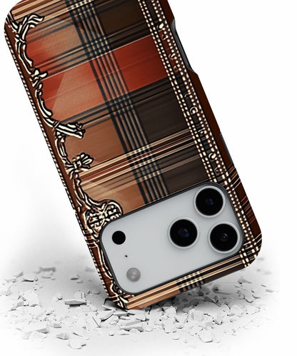 Double-Layer Semi-Handprinted Tough Matte Checks iPhone Case