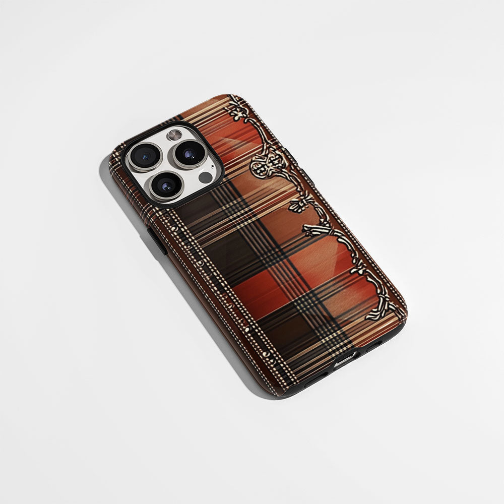 Double-Layer Semi-Handprinted Tough Matte Checks iPhone Case