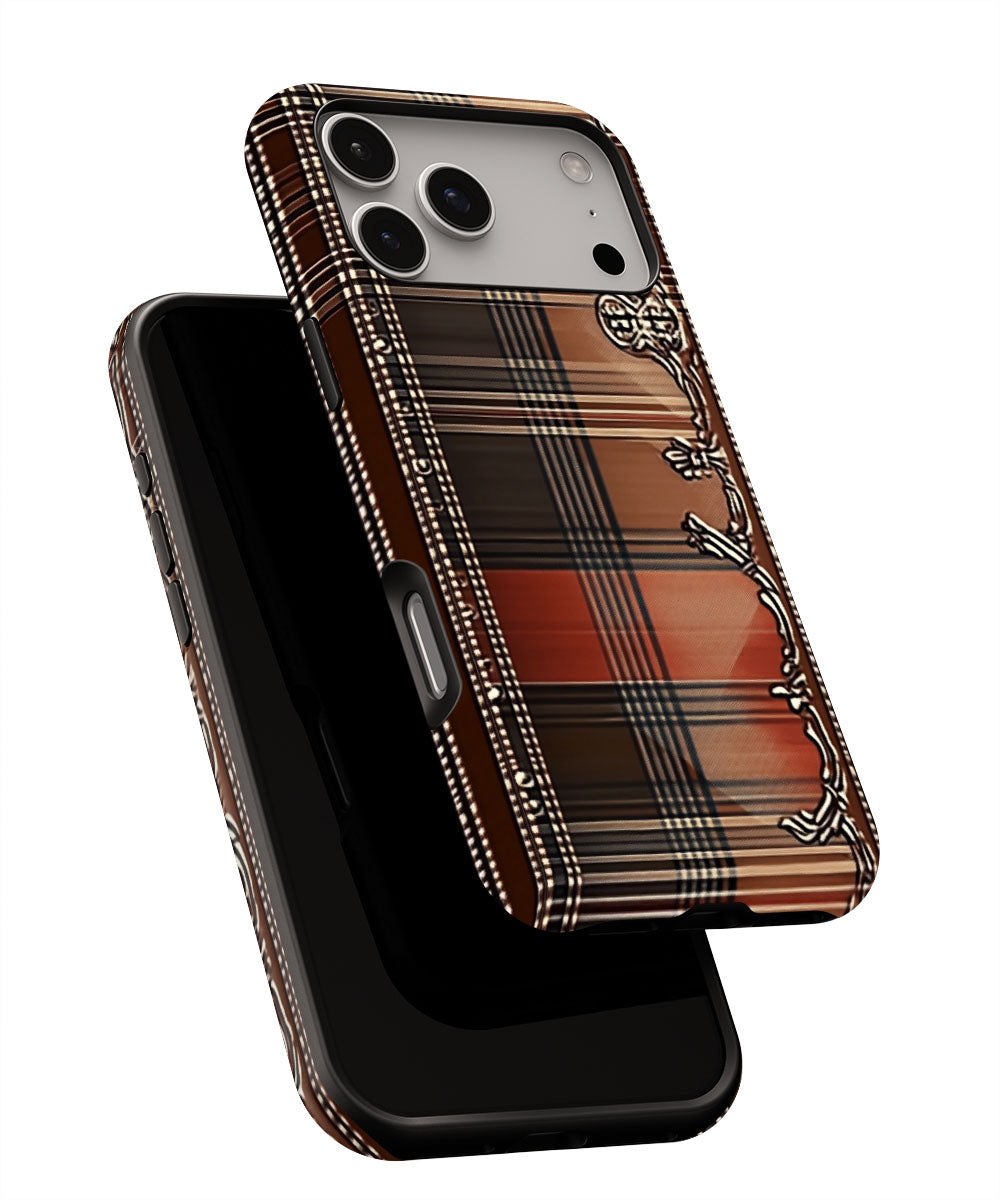 Double-Layer Semi-Handprinted Tough Matte Checks iPhone Case