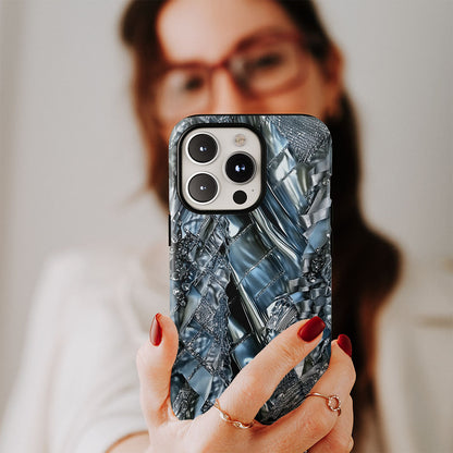 Double-Layer Semi-Handprinted Tough Matte Checks iPhone Case