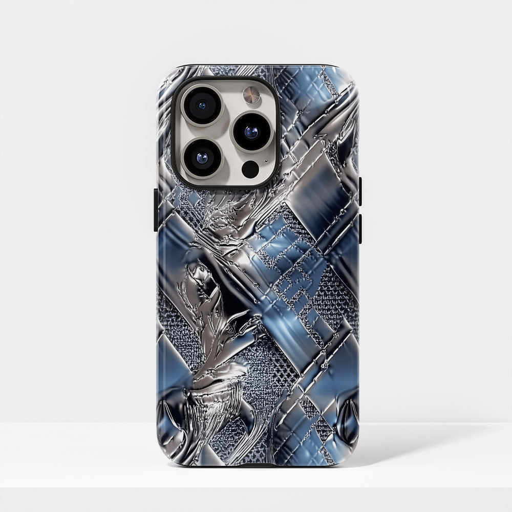 Double-Layer Semi-Handprinted Tough Matte Checks iPhone Case