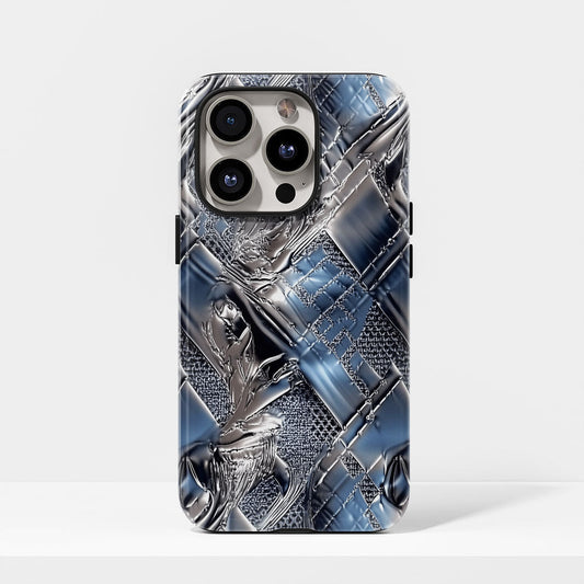 Double-Layer Semi-Handprinted Tough Matte Checks iPhone Case