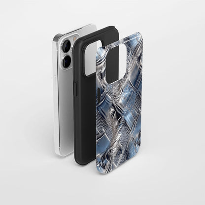 Double-Layer Semi-Handprinted Tough Matte Checks iPhone Case
