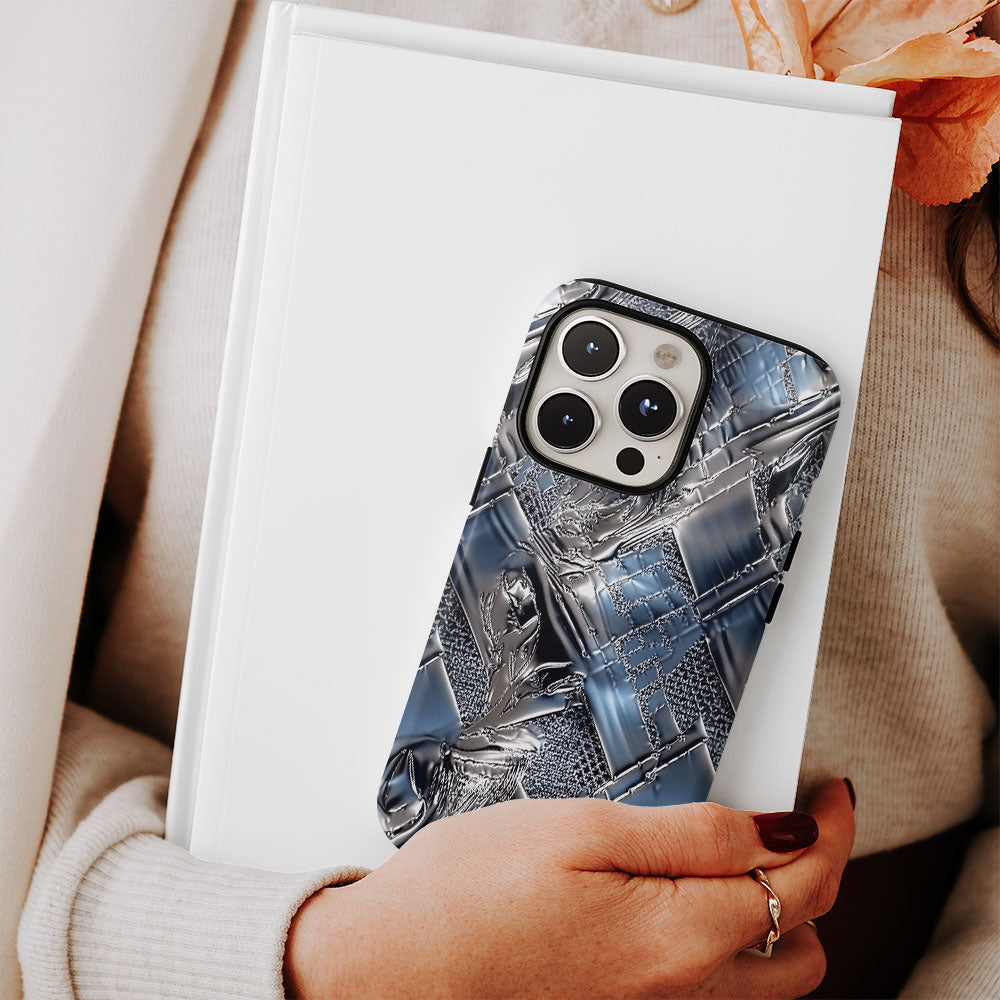 Double-Layer Semi-Handprinted Tough Matte Checks iPhone Case