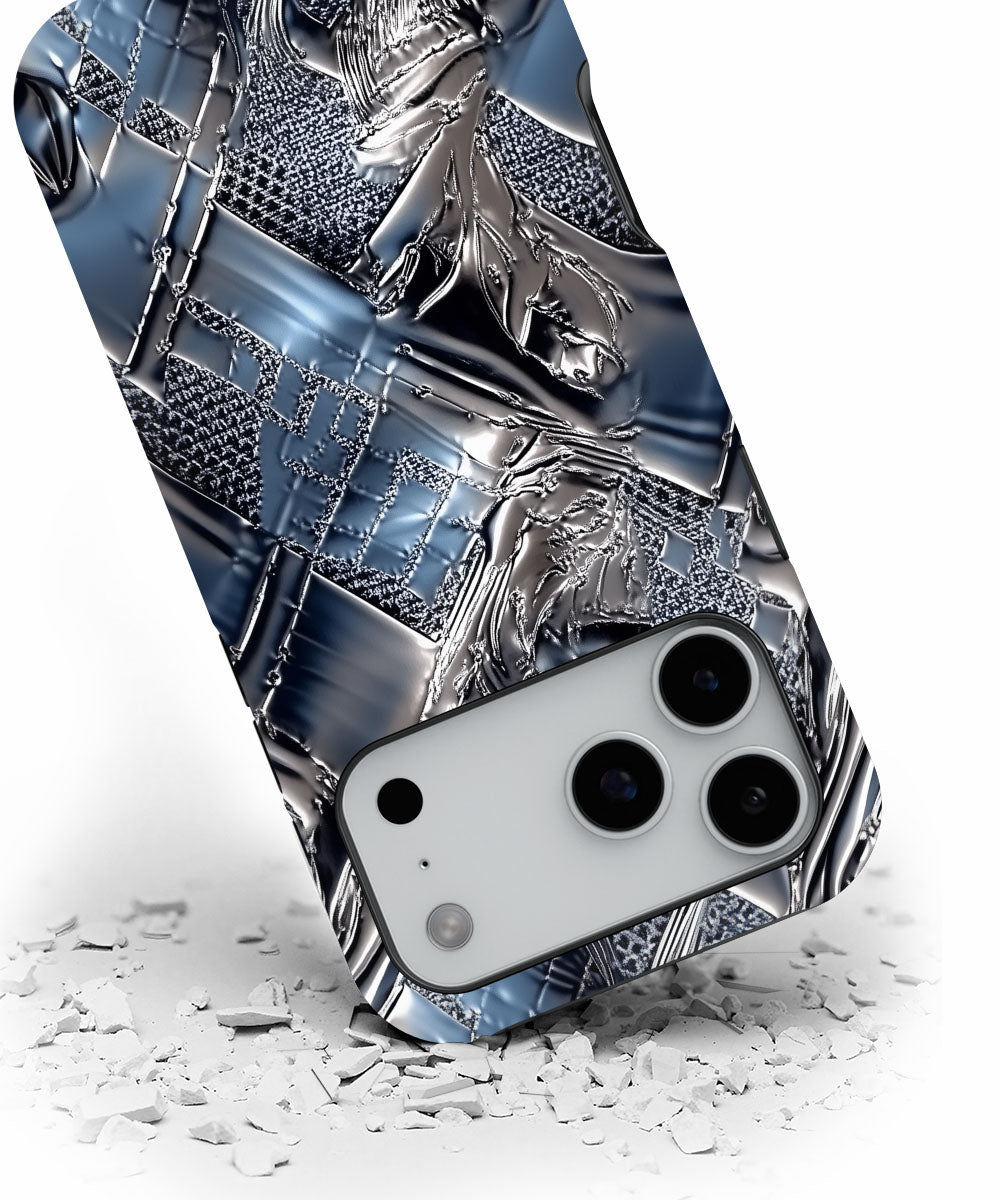 Double-Layer Semi-Handprinted Tough Matte Checks iPhone Case