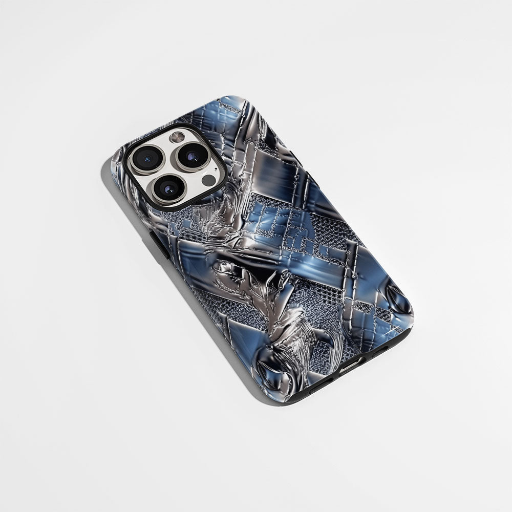 Double-Layer Semi-Handprinted Tough Matte Checks iPhone Case