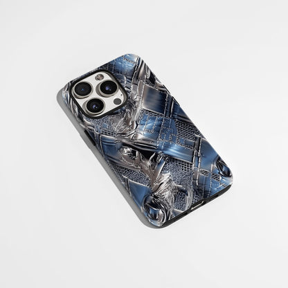Double-Layer Semi-Handprinted Tough Matte Checks iPhone Case