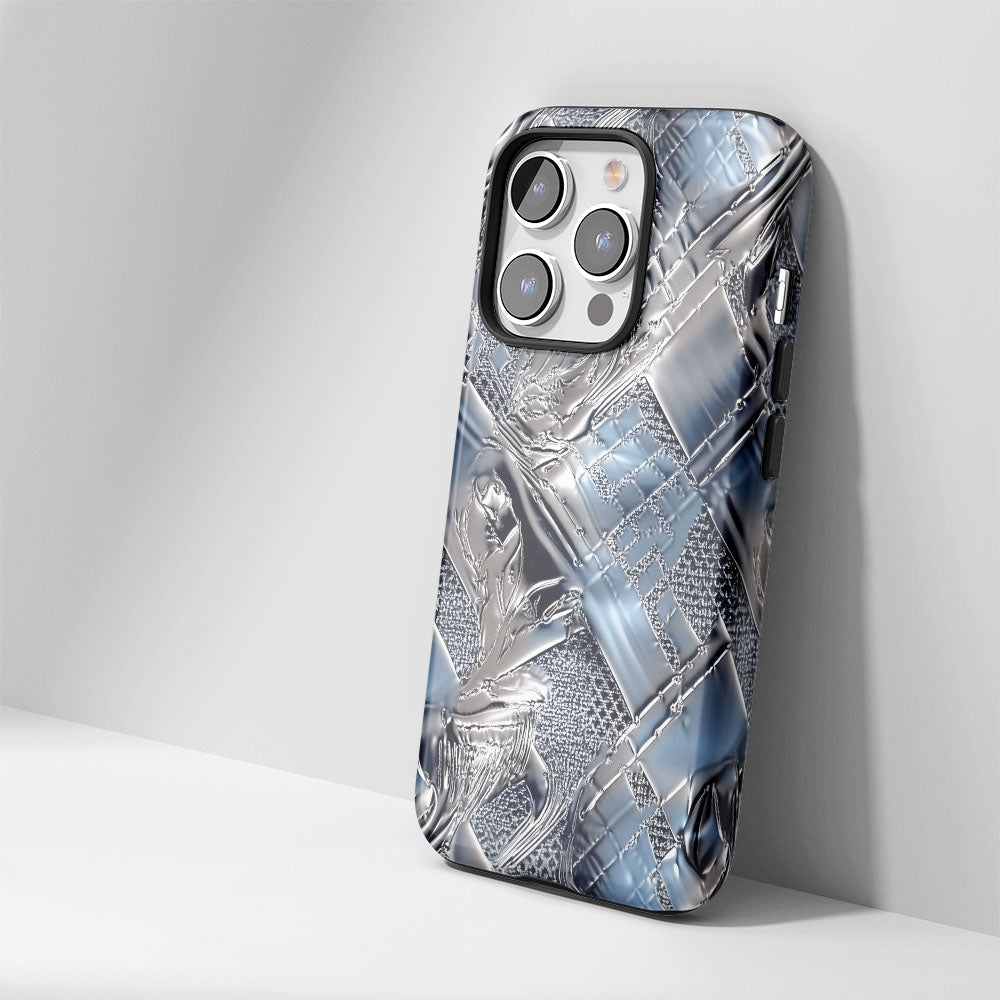 Double-Layer Semi-Handprinted Tough Matte Checks iPhone Case