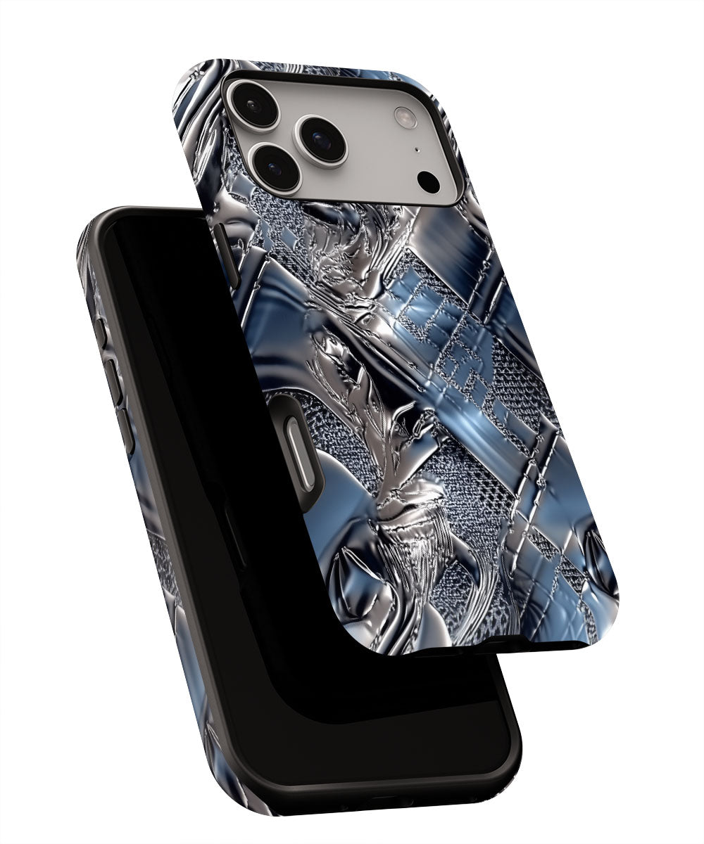 Double-Layer Semi-Handprinted Tough Matte Checks iPhone Case