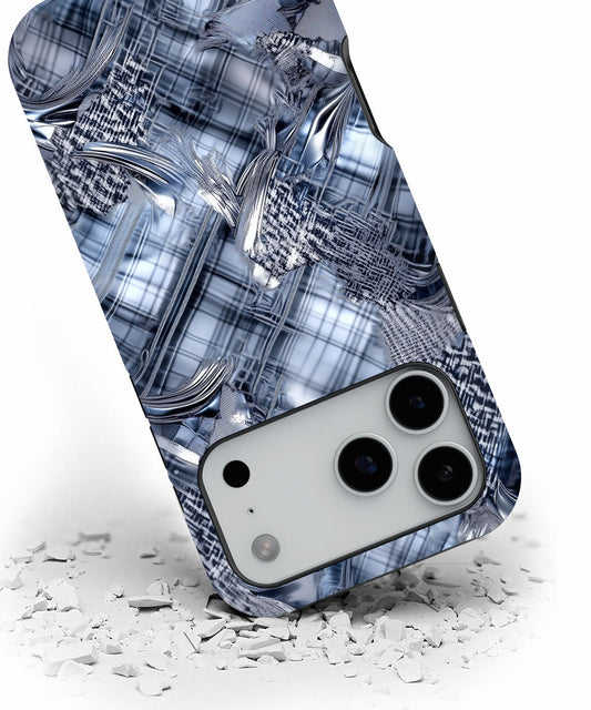 Double-Layer Semi-Handprinted Tough Matte Checks iPhone Case
