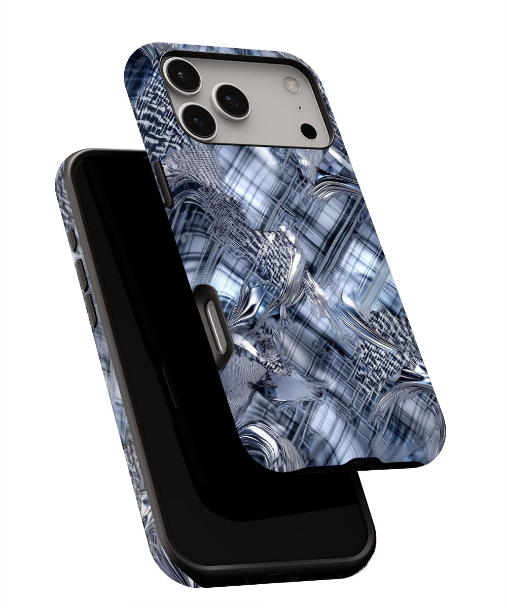 Double-Layer Semi-Handprinted Tough Matte Checks iPhone Case