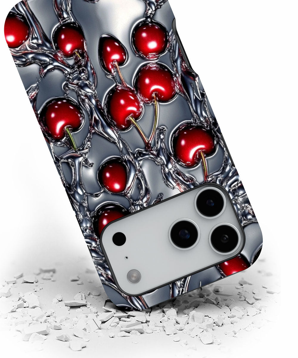 Double-Layer Semi-Handprinted Tough Matte Cherries iPhone Case