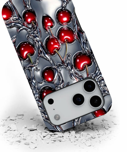 Double-Layer Semi-Handprinted Tough Matte Cherries iPhone Case