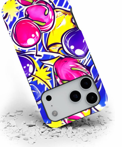 Double-Layer Semi-Handprinted Tough Matte Cherries iPhone Case