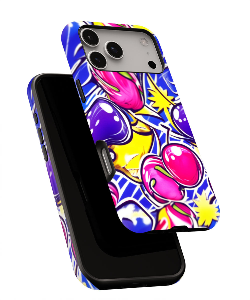 Double-Layer Semi-Handprinted Tough Matte Cherries iPhone Case