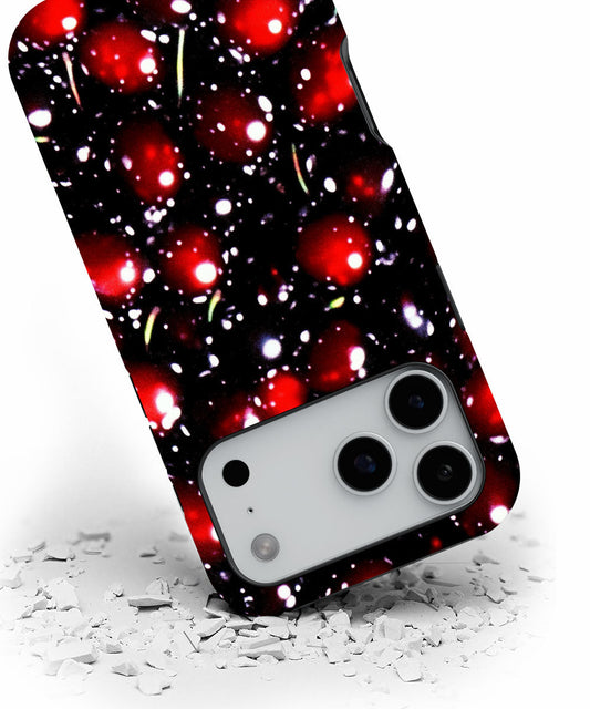 Double-Layer Semi-Handprinted Tough Matte Cherries iPhone Case