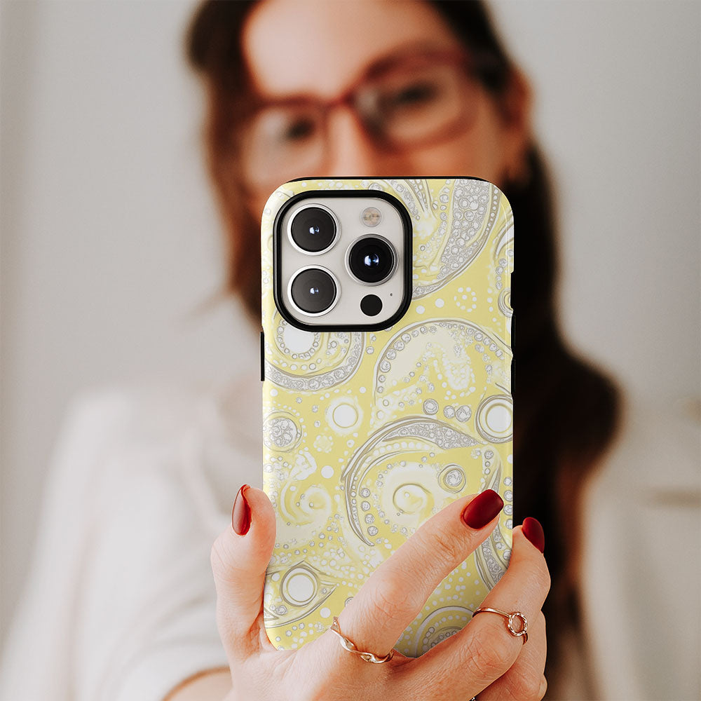 Double-Layer Semi-Handprinted Tough Matte Dots iPhone Case