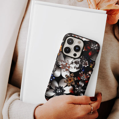 Double-Layer Semi-Handprinted Tough Matte Flowers iPhone Case