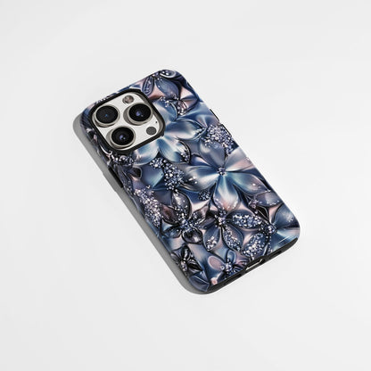Double-Layer Semi-Handprinted Tough Matte Flowers iPhone Case
