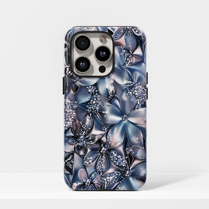 Double-Layer Semi-Handprinted Tough Matte Flowers iPhone Case