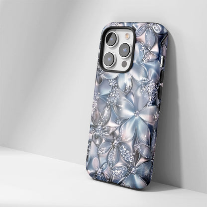 Double-Layer Semi-Handprinted Tough Matte Flowers iPhone Case