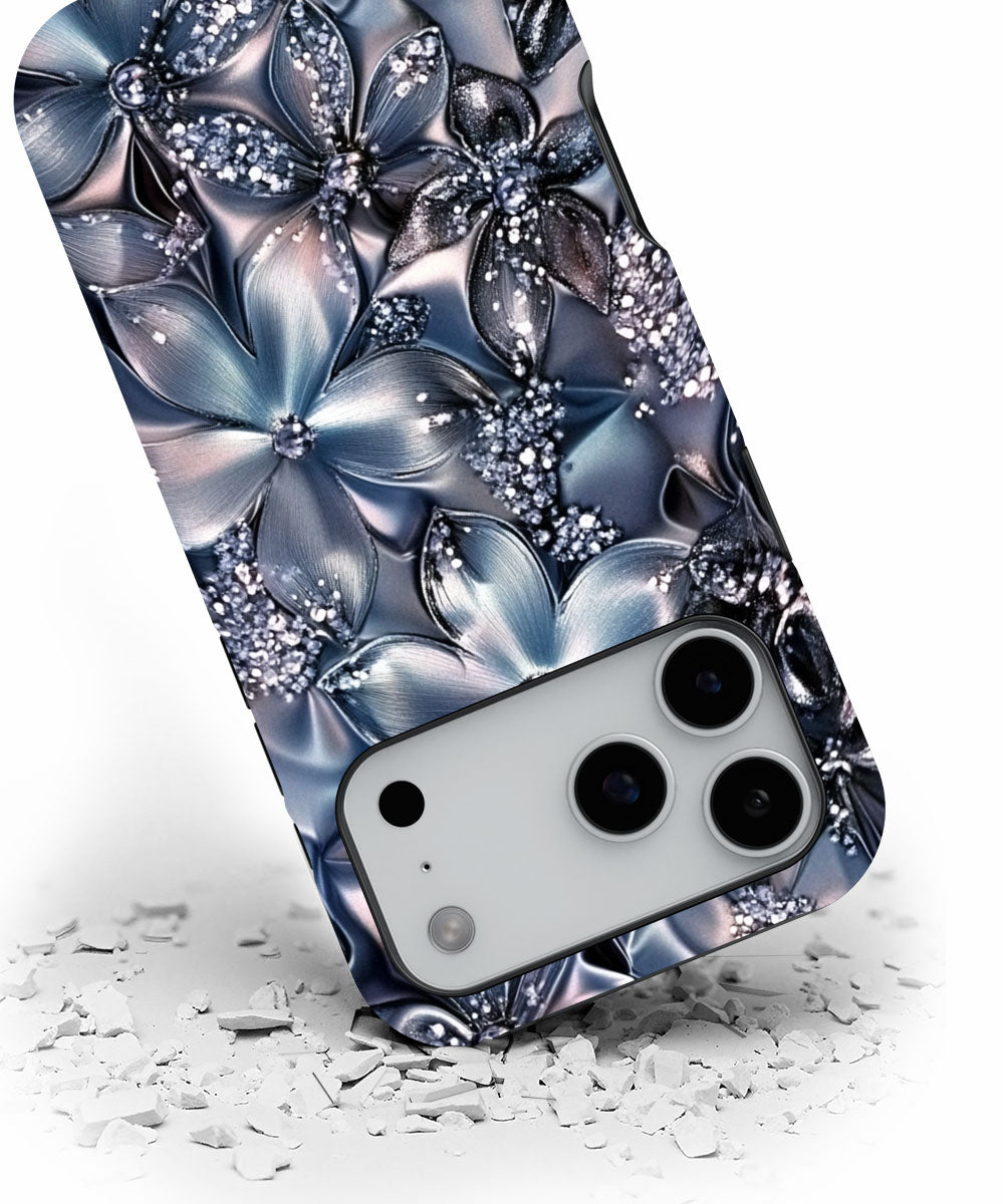 Double-Layer Semi-Handprinted Tough Matte Flowers iPhone Case