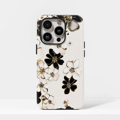 Double-Layer Semi-Handprinted Tough Matte Flowers iPhone Case