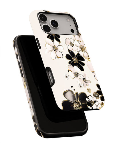 Double-Layer Semi-Handprinted Tough Matte Flowers iPhone Case