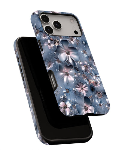 Double-Layer Semi-Handprinted Tough Matte Flowers iPhone Case